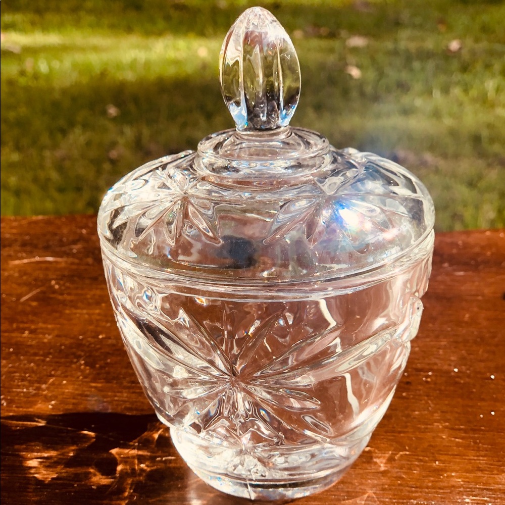 *SOLD* Small Crystal Trinket Dish with Lid